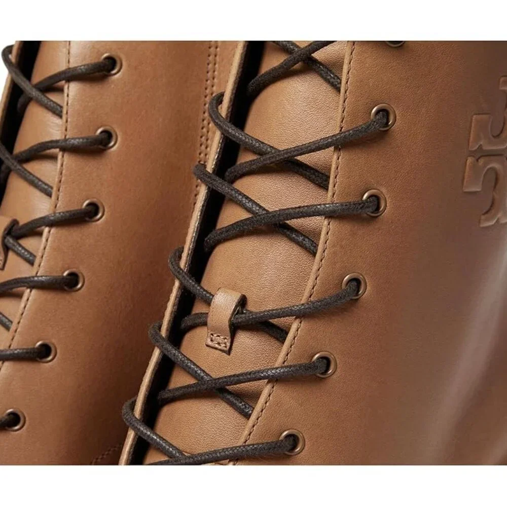 NEW Tory Burch 95 mm DOUBLE T LUG ANKLE BOOT in Almond Flour 25M2 - Picture 6 of 9